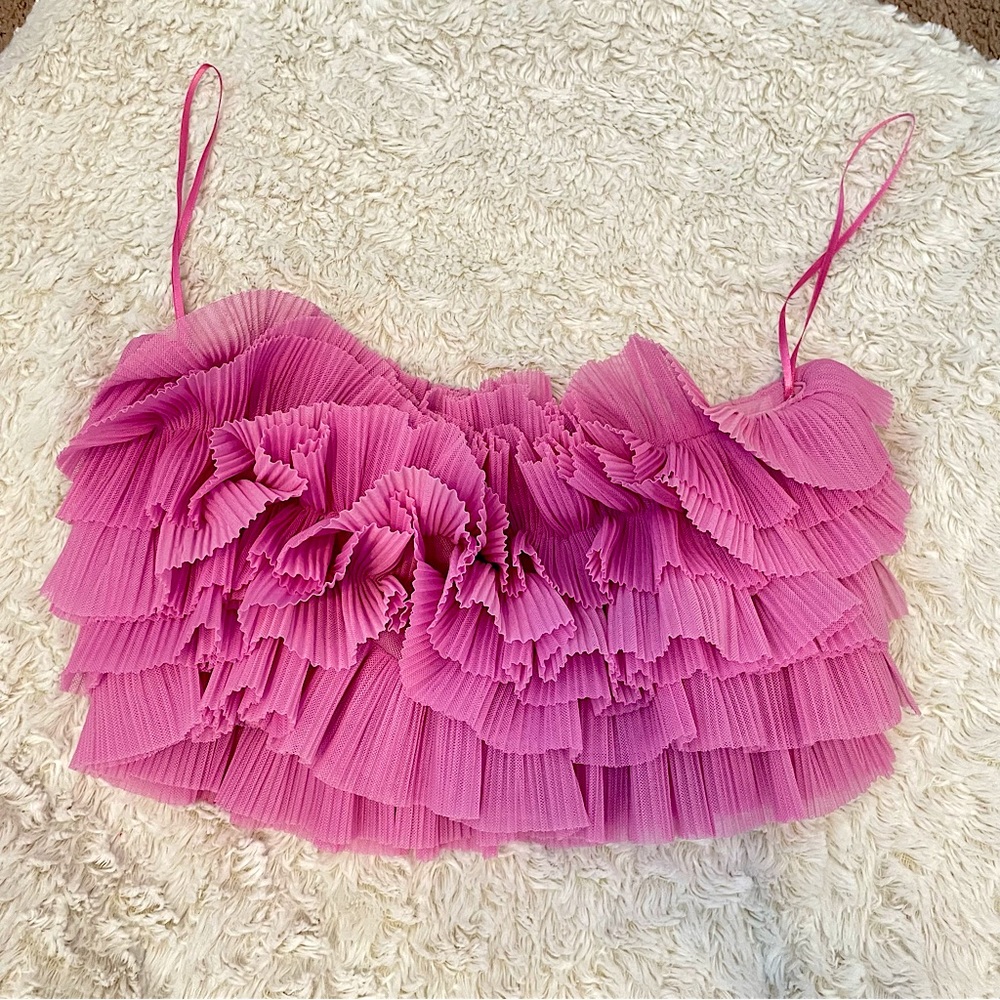 Zara Pink Ruffled Crop Top